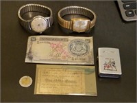 Vintage Watches, Zippo & Foreign Currency