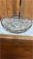 Heavy etched crystal footed bowl