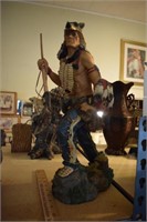 Large Native American Statue w/ Spear