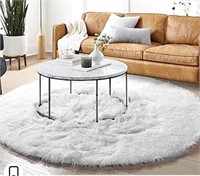 $30 Area rug 48" round white fluffy