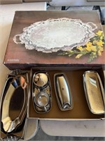 Silver plate trays, candy dish