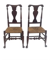 RARE PR OF HUDSON VALLEY 18THC. DUCK FOOT CHAIRS