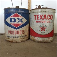 DX and Texaco Motor Oil Cans - 5 Gallon