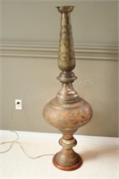 Early 20C Middle Eastern Brass Pierced Floor Lamp
