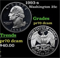 Proof 1993-s Washington Quarter 25c Grades GEM++ P