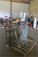Shelf Approx 22"x10"x36", (12) Small Tomato Cages,