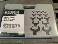 KLUTCH 14PC JUMBO SAE CROWFOOT WRENCH SET