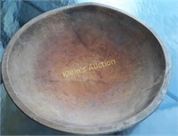 antique dough bowl  semi oval