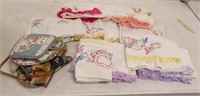 BOX OF EMBROIDERED ITEMS (PILLOWCASES ETC)....