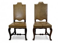 Antique English Chairs with Leather upholstery 43h