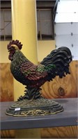 Cast iron rooster doorstop with great paint, 12