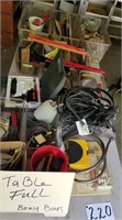 Table Full-Bungie Cords, Tape, Soder Gun, Tools,