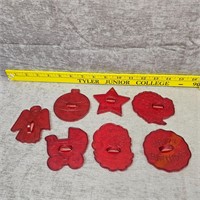 Vintage Lot Of 7 Clear Red Plastic Cookie Cutters