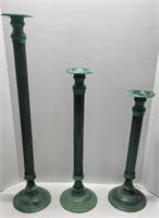 3pc Teal Candle Stands