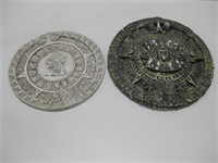 Two Round Aztec/ Mayan Wall Art Largest 14"