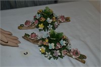 2 Capodimonte Floral Porcelain Candlesticks