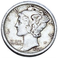 1923 Mercury Silver Dime ABOUT UNCIRCULATED