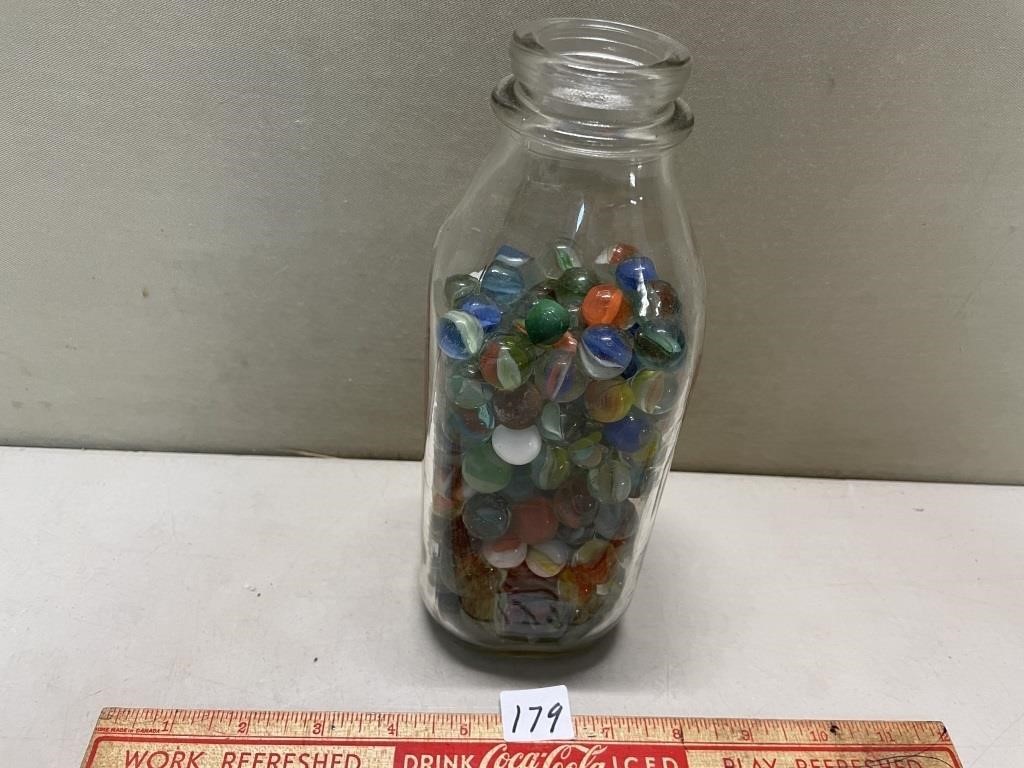 NICE LOT OF VINTAGE MARBLE & GLASS BOTTLE