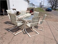 Hexagon Glass Top Patio Table w/ (6) Chairs