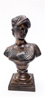 HEAVY CAST BRASS BUST OF A MEDIEVAL MAN