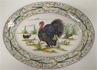Vintage Italian Hand Painted Turkey Platter
