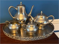 Polished Pewter Tea Service