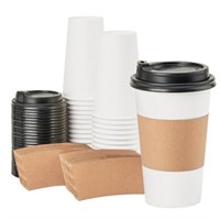 RACETOP Disposabe Coffee Cups with Lids and Sleeve