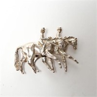 Betty W. Ruetenik Silver Equestrian Horses Brooch
