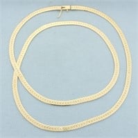 24 Inch Herringbone Chain Necklace in 14k Yellow G