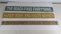 (3) Trilogy of Beach-Themed Wooden Signs