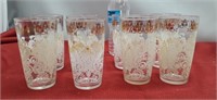 Set if 8, vintage Anchor Hocking gold and white