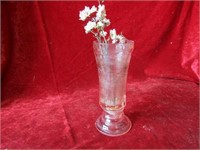 Pink depression glass vase.