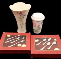 Lenox Vase, Coffee Cup & Flatware