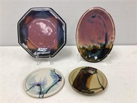 Four Signed Studio Pottery Plates