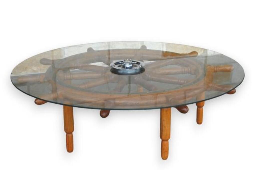 Large Nautical Helm Coffee/Cigar Table