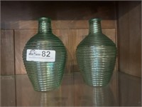 2 green Honey Comb vases
