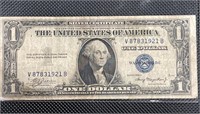 1935 SILVER DOLLAR BILL . OLD BLUE DOLLAR