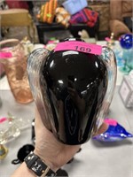 TWOS CO BLACK ART GLASS VASE