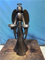 Heavy metal black angel sculpture 12 inches tall