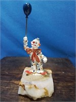Artist signed clown on marble base 7 inches tall