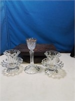 Group of 3 glass candleholders