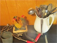 Ceramic Pitcher with Vintage Utensils