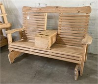 Amish Pine Bench Glider w/ Cup Holders