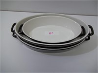 3 Baking Oval Bowls Ovenware