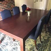 LARGE MAHOGANY MODERN DINING TABLE AND