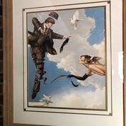 FRAMED RETRO PRINT "UP IN THE CLOUDS" - 55 X 58CM