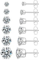 UHIBROS Stainless Steel Stud Earrings 3-8MM