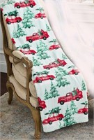 KringleExpress 60x80in Red Truck Holiday Throw NEW