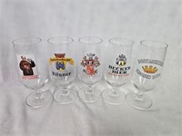 5 Assorted Beer Glasses