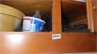Contents of cabinet above oven